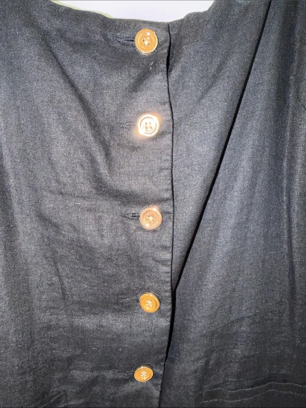 J Crew Black Button-Front Linen Blend Sundress - size small